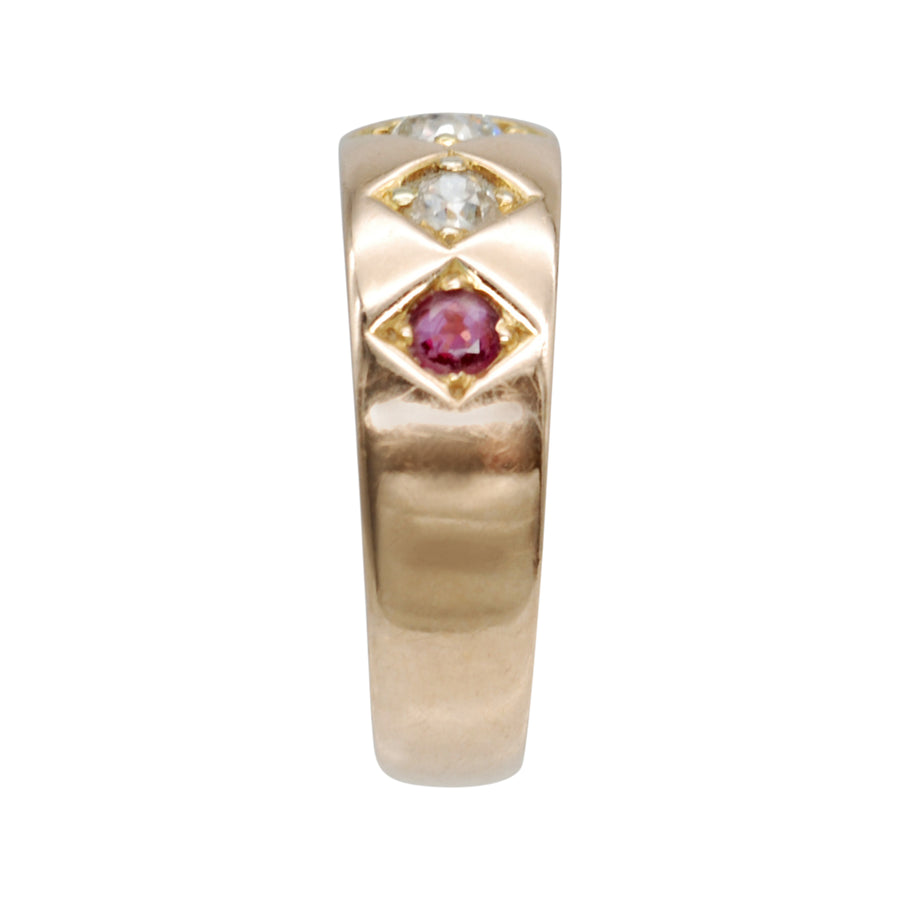 Antique 15ct 5 Stone Ruby and Diamond Ring