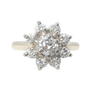 Large Vintage18ct Gold Diamond Daisy Ring