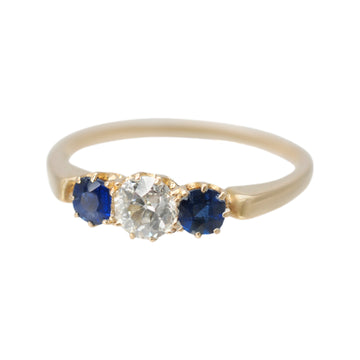 Antique 18ct Diamond and Sapphire Trilogy Ring