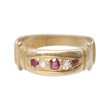 Antique 15ct Yellow Gold Ruby and Diamond Ring.