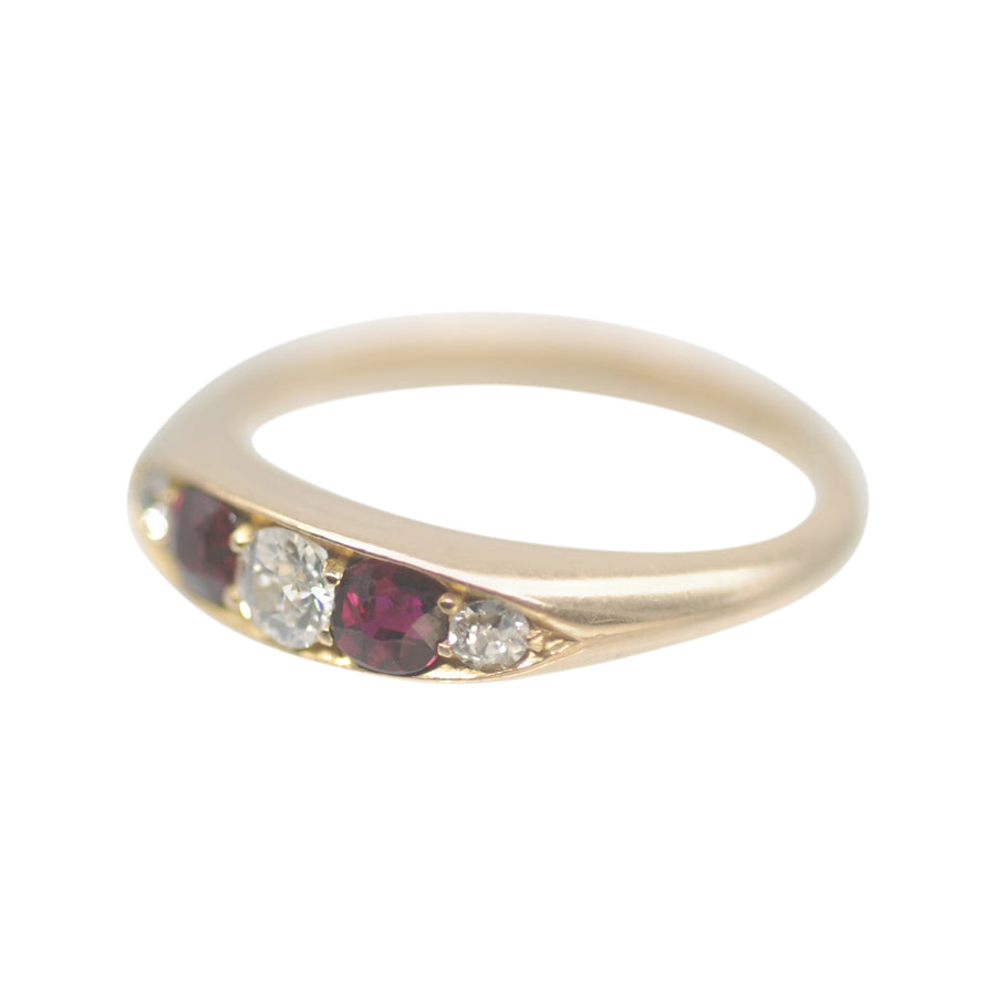 Antique 18ct Ruby and Diamond Boat Ring