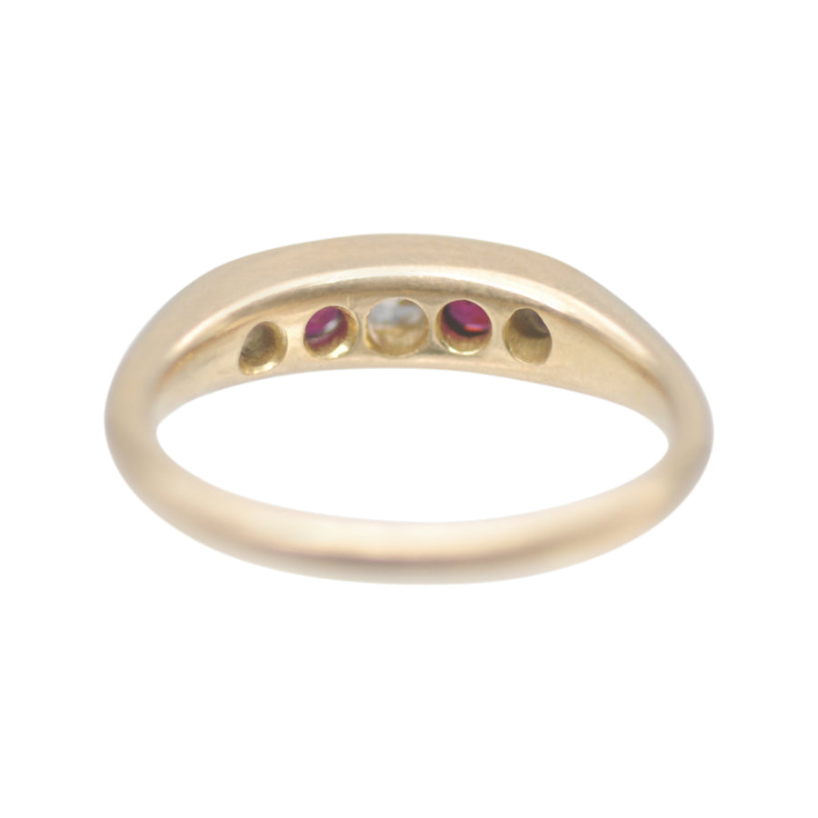 Antique 18ct Ruby and Diamond Boat Ring