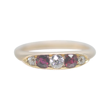 Antique 18ct Ruby and Diamond Boat Ring