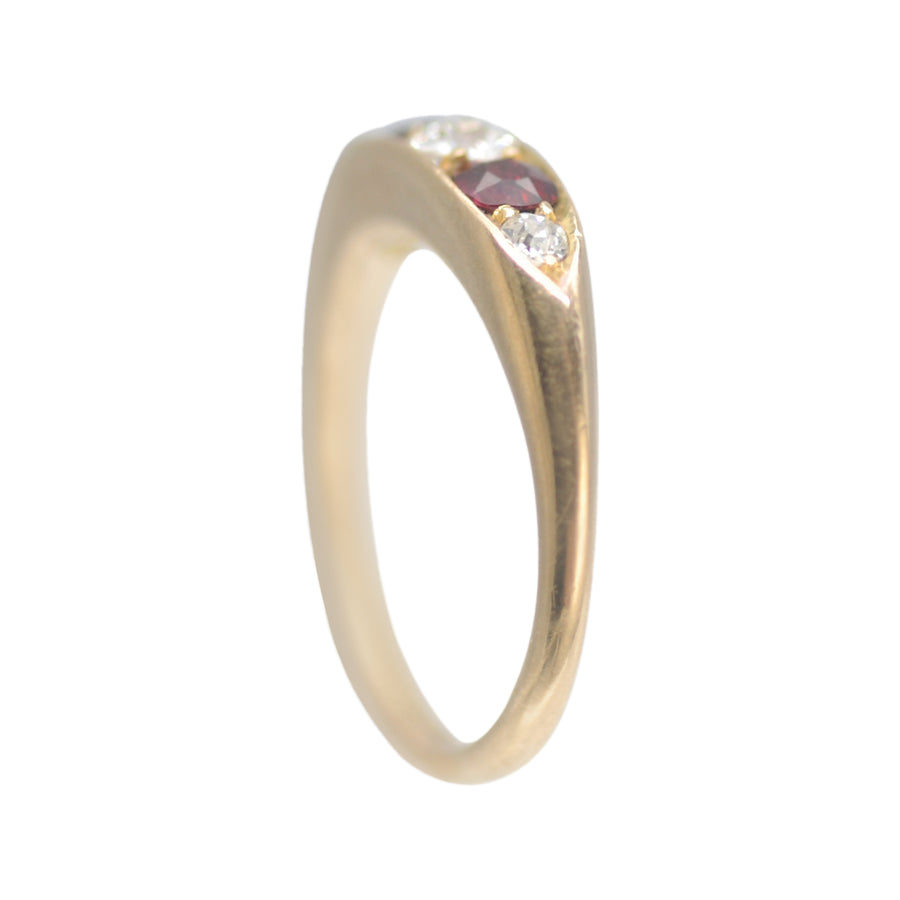 Antique 18ct Ruby and Diamond Boat Ring