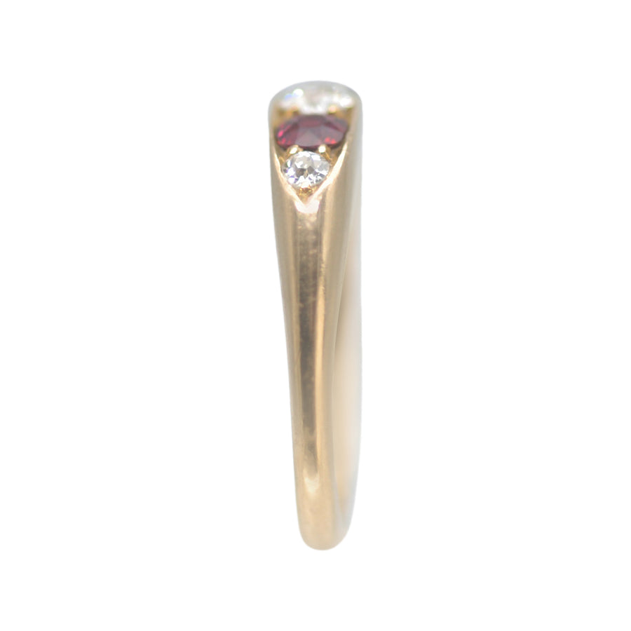 Antique 18ct Ruby and Diamond Boat Ring