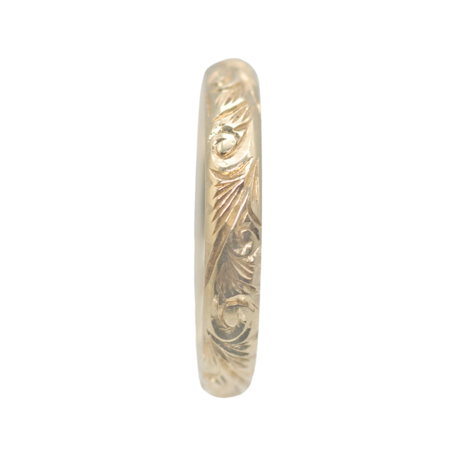 18ct Yellow Gold Vintage Engraved Wedder Band Ring