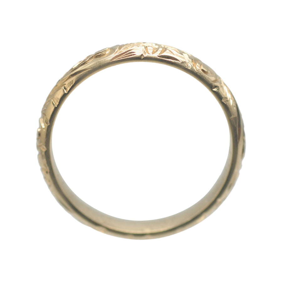 18ct Yellow Gold Vintage Engraved Wedder Band Ring