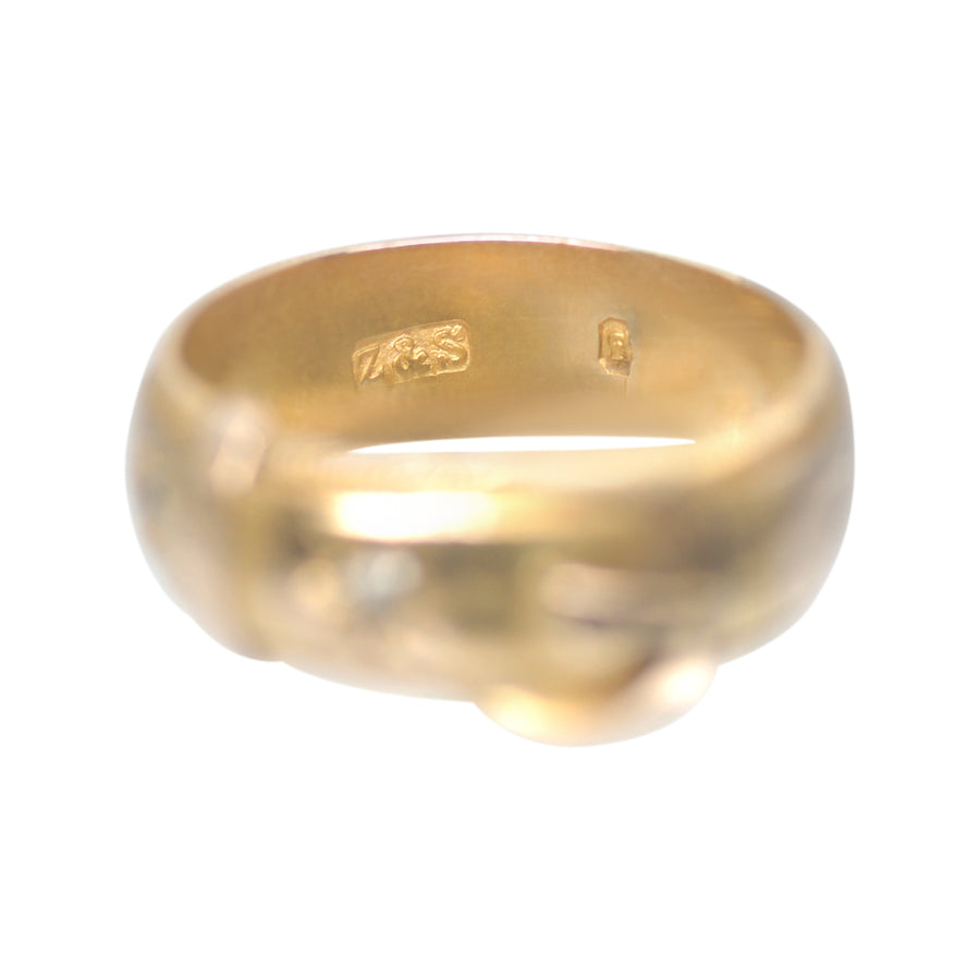 Antique Edwardian 18ct Gold and Double Diamond Buckle Ring