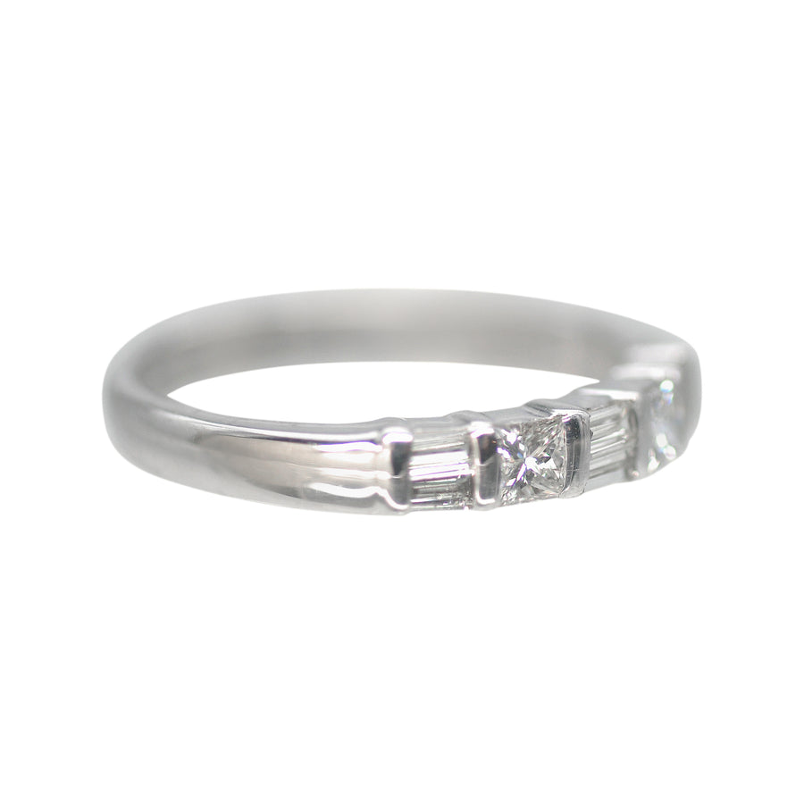 18ct White Gold 5 Stone Baguette and Brillant Cut Diamond Eternity Ring