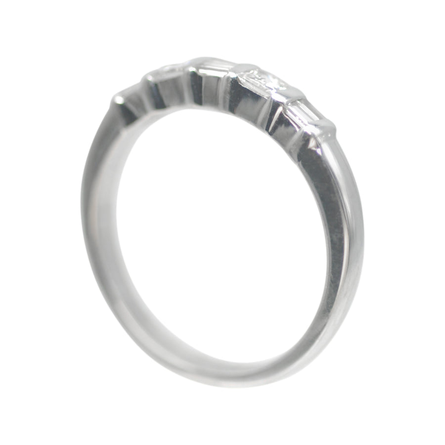 18ct White Gold 5 Stone Baguette and Brillant Cut Diamond Eternity Ring