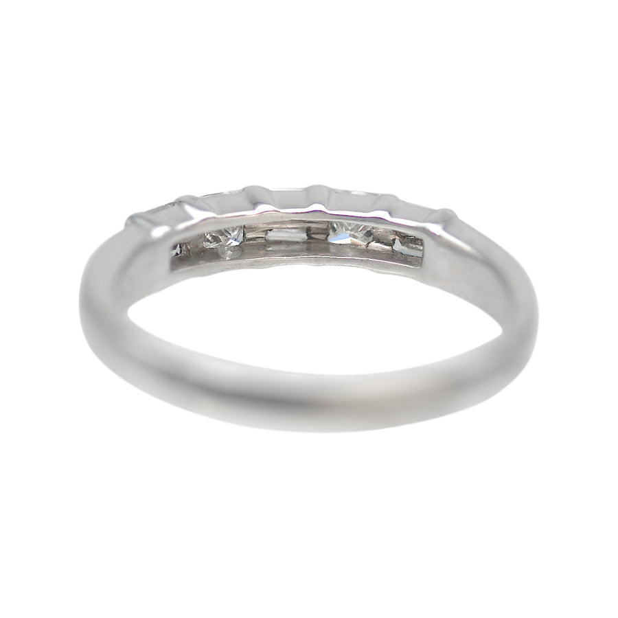 18ct White Gold 5 Stone Baguette and Brillant Cut Diamond Eternity Ring