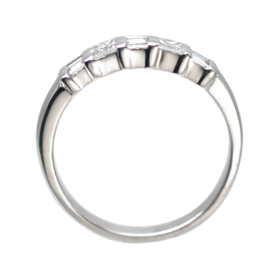 18ct White Gold 5 Stone Baguette and Brillant Cut Diamond Eternity Ring