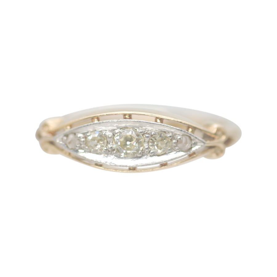 Antique 18ct Yellow Gold Diamond Boat Ring