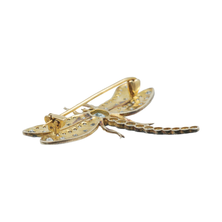 1940's Silver Gilt Gem-Set Dragonfly Brooch