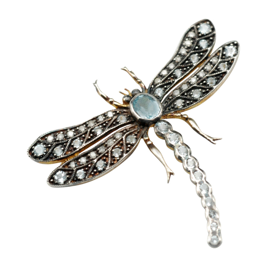 1940's Silver Gilt Gem-Set Dragonfly Brooch