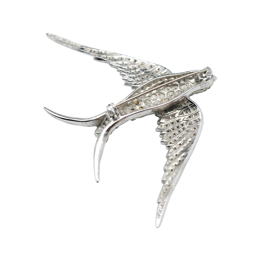 Large Art Deco Paste Swallow Brooch