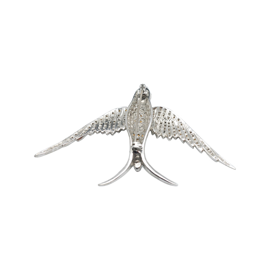 Large Art Deco Paste Swallow Brooch