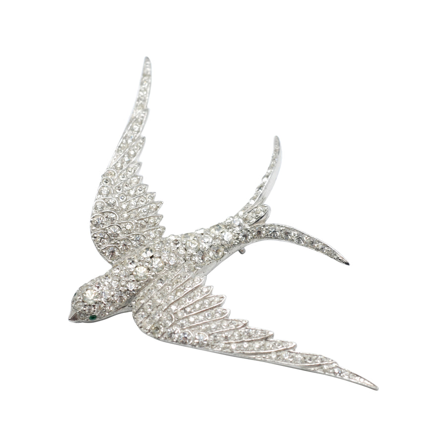 Large Art Deco Paste Swallow Brooch