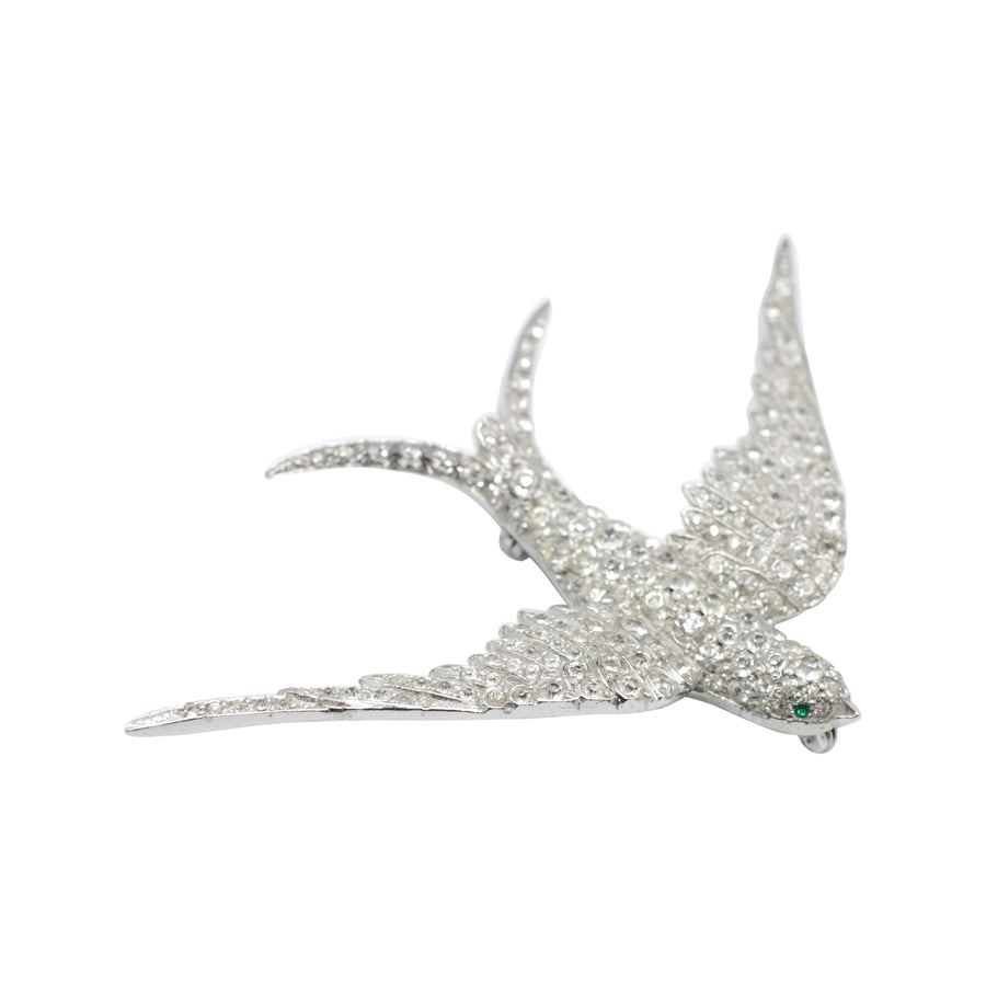 Large Art Deco Paste Swallow Brooch