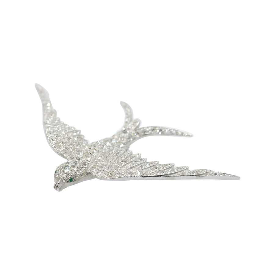 Large Art Deco Paste Swallow Brooch