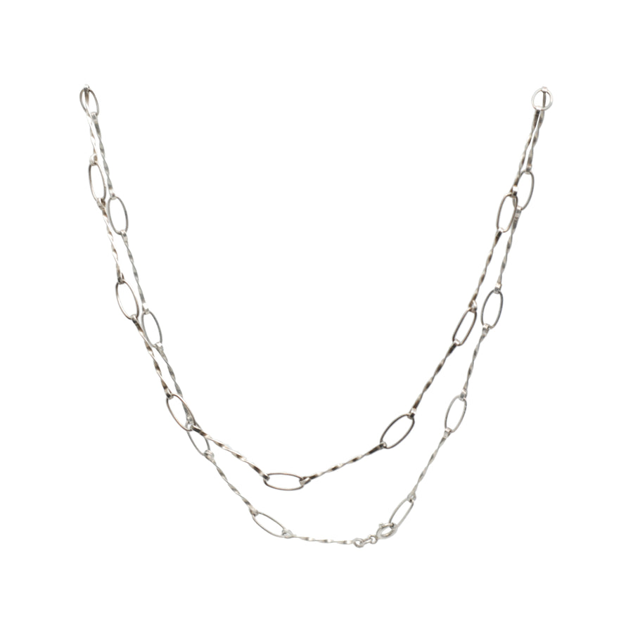 Antique Edwardian Silver Open Link and Twist Chain .
