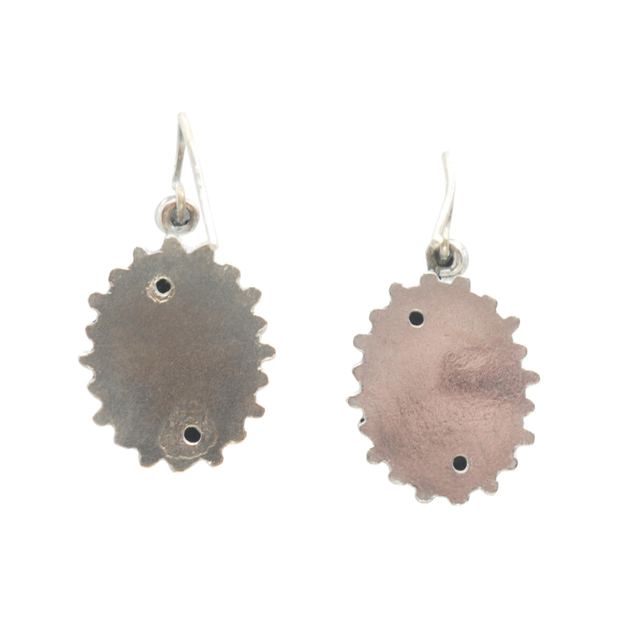 Antique Silver Round Decorative Earrings.