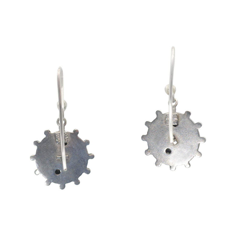 Antique Victorian Sterling Silver Round Earrings.