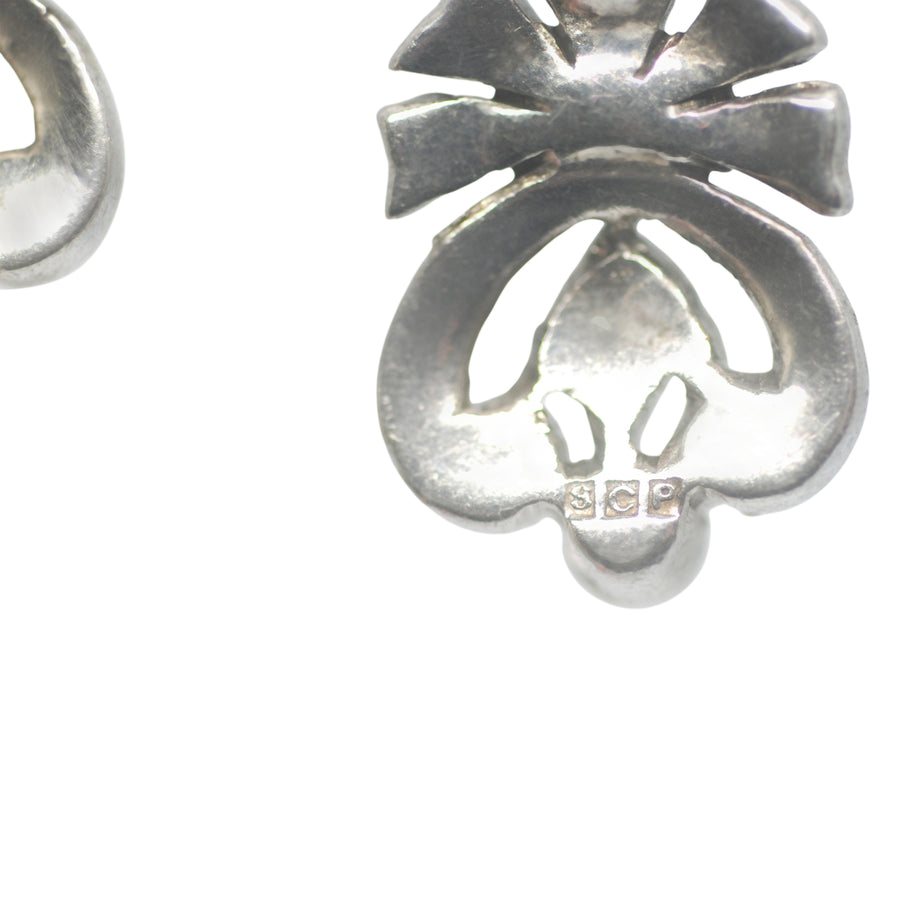 Antique Deco Sterling Silver and Paste Earrings