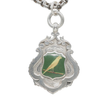 Antique Silver and Enamel Canary Watch Fob