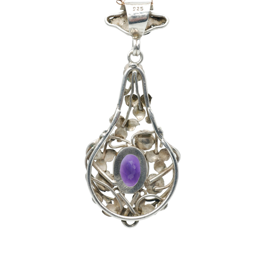 Australian Arts and Crafts Style Amethyst and Silver Pendant