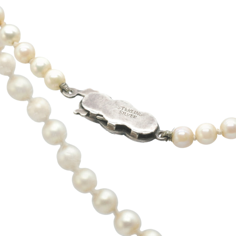 Vintage Cultured Akoya Pearls with Marcasite and Silver Clasp