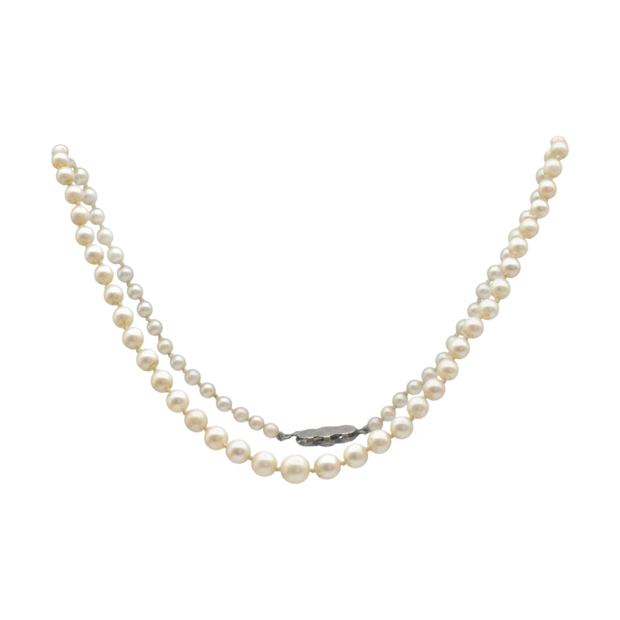 Vintage Cultured Akoya Pearls with Marcasite and Silver Clasp