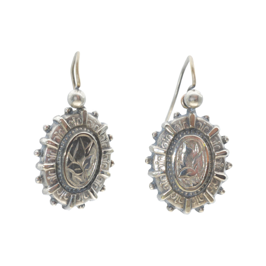 Antique Silver Oval Earrings