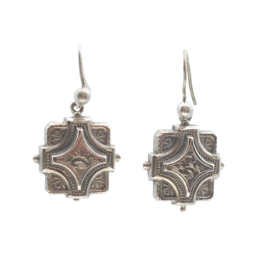 Antique Silver Square Earrings