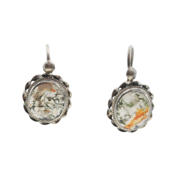 Victorian Silver and Moss Agate Earrings.