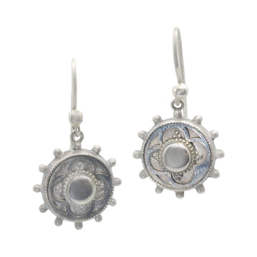 Antique Victorian Sterling Silver Round Earrings.