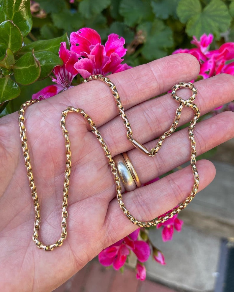 Antique 9ct Rose Gold  Fancy Link Belcher Neck Chain.
