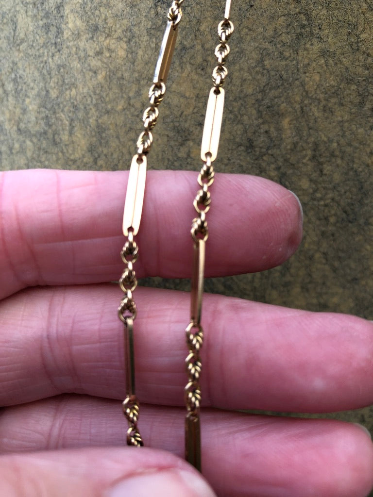 Victorian 9ct Rose Gold Fancy Link Longuard Chain