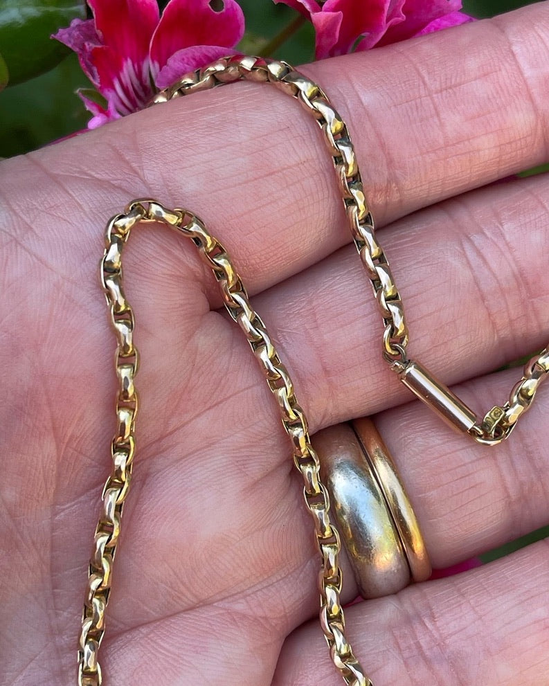 Antique 9ct Rose Gold  Fancy Link Belcher Neck Chain.