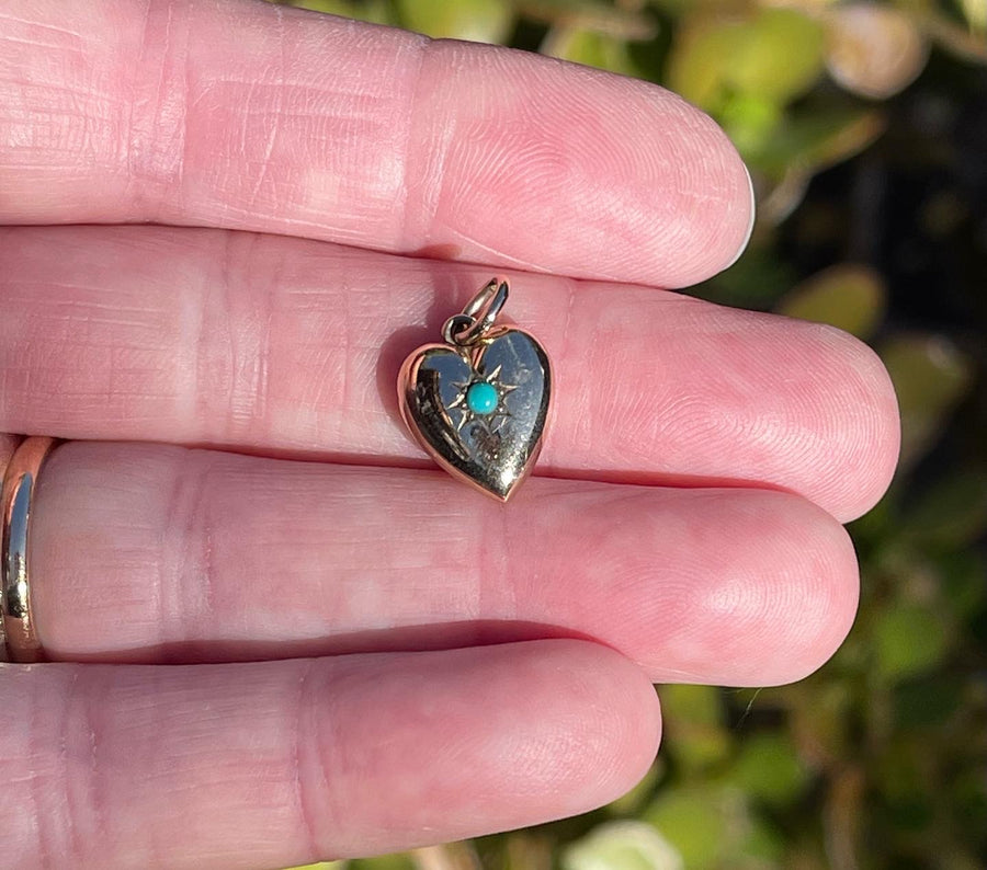 Antique Rose Gold Gypsy Set Turquoise Heart