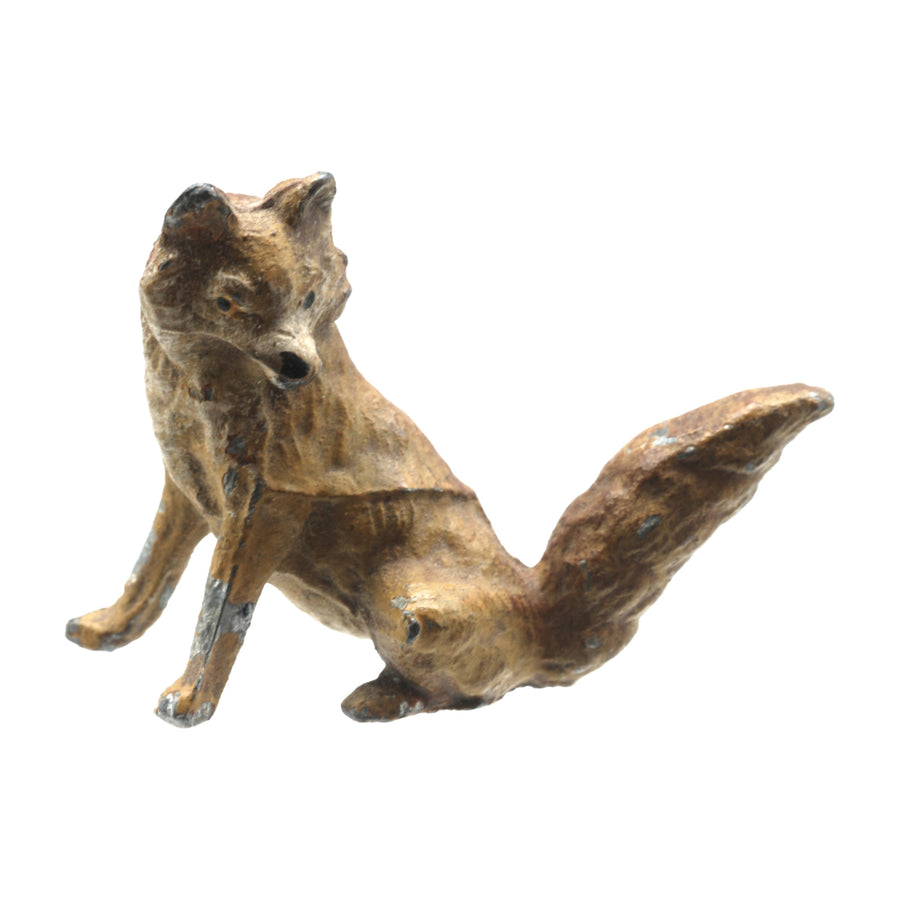Antique Hand Painted Spelter Fox Figure - Front
