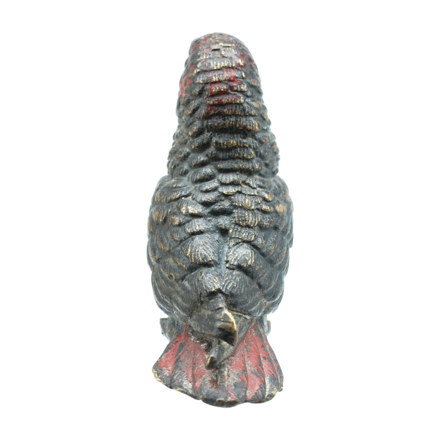 Antique Austrian Hand Painted Bronze Parrot Figure - Back