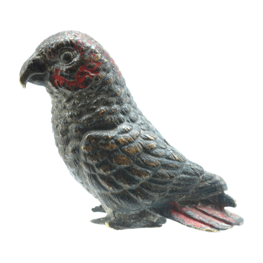Antique Austrian Hand Painted Bronze Parrot Figure - Right Side