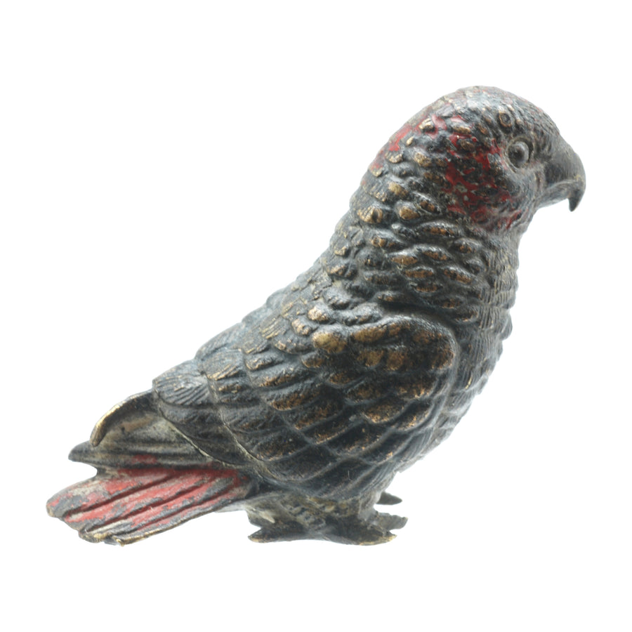 Antique Austrian Hand Painted Bronze Parrot Figure - Left Side