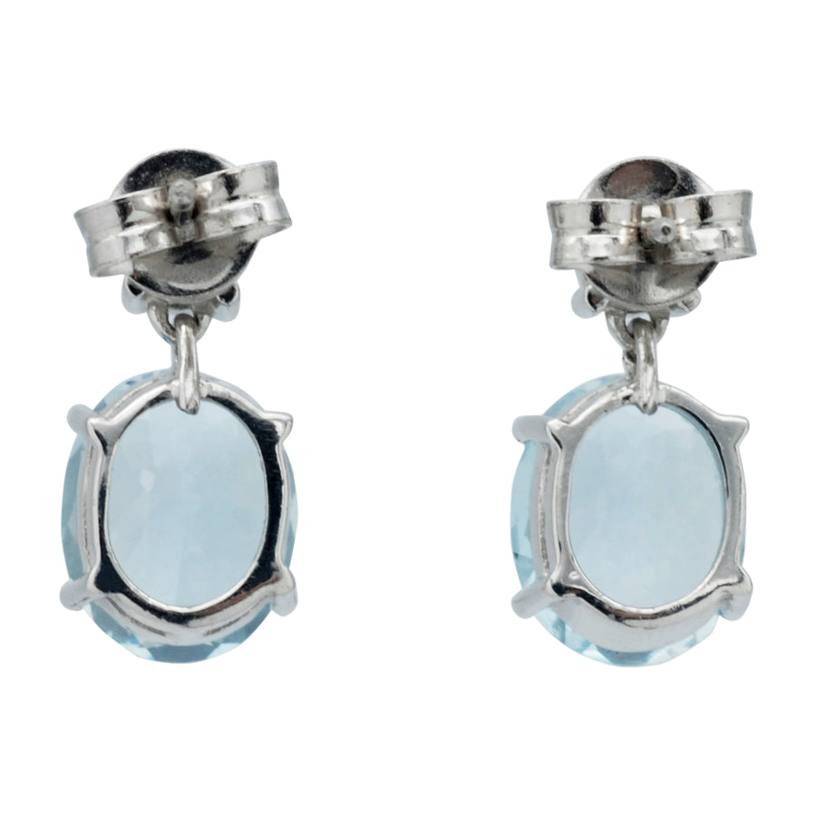 18ct Aquamarine and Diamond drop earrings
