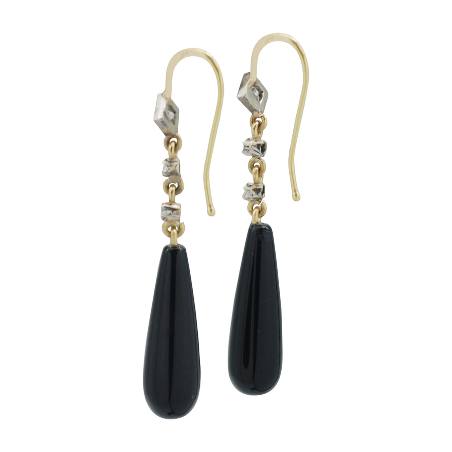 Onyx and Diamond drop earrings
