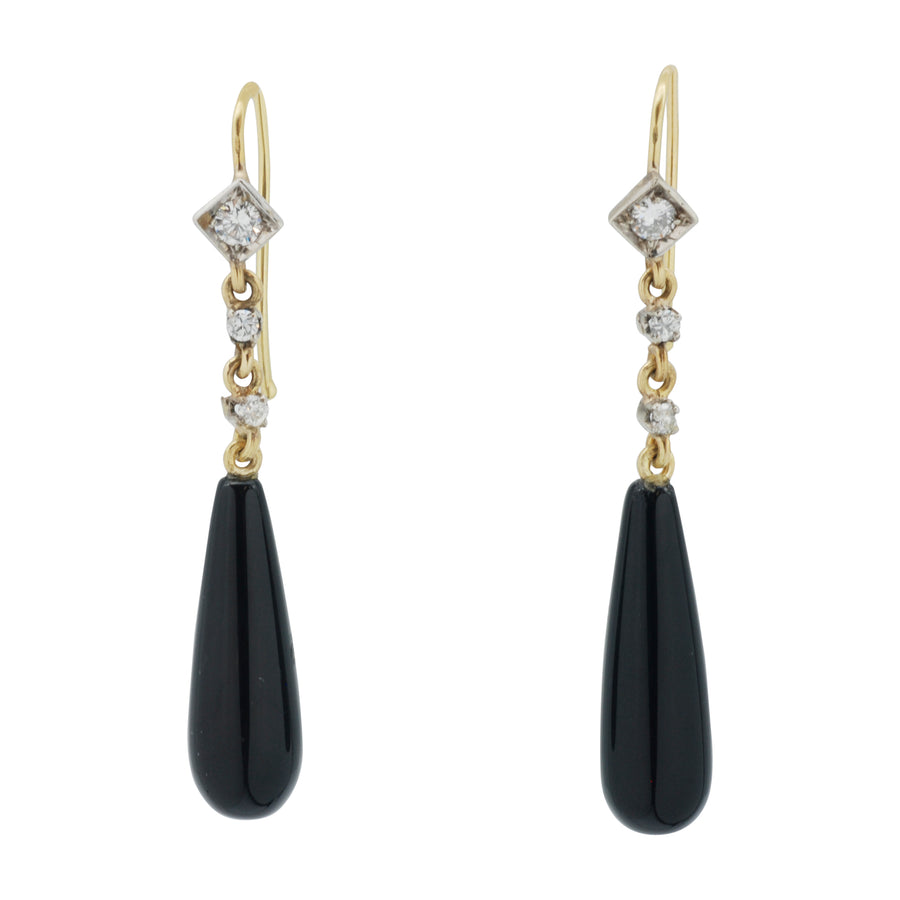 Onyx and Diamond drop earrings