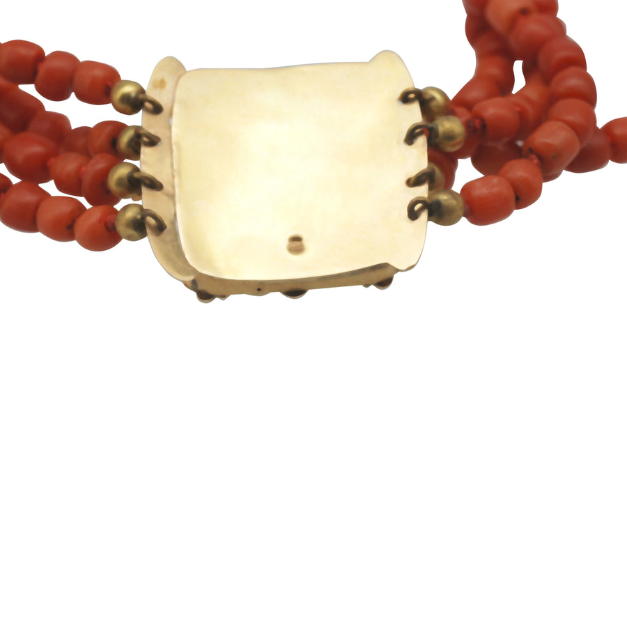 Georgian Coral Bracelet with Crystal Locket Top With Hair