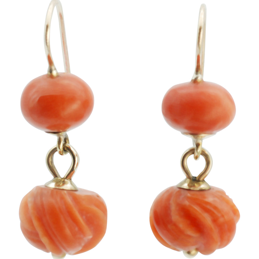 Victorian Coral Double Drop Earrings