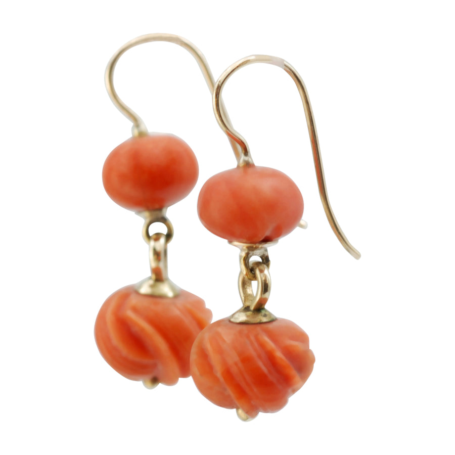 Victorian Coral Double Drop Earrings